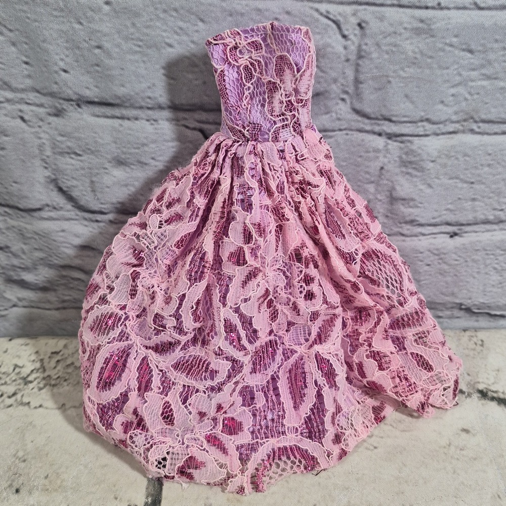 Barbie Doll Clothes Fancy Princess Gowns Shimmer Skirt Necklace Tiara Crown Lot - Picture 5 of 8